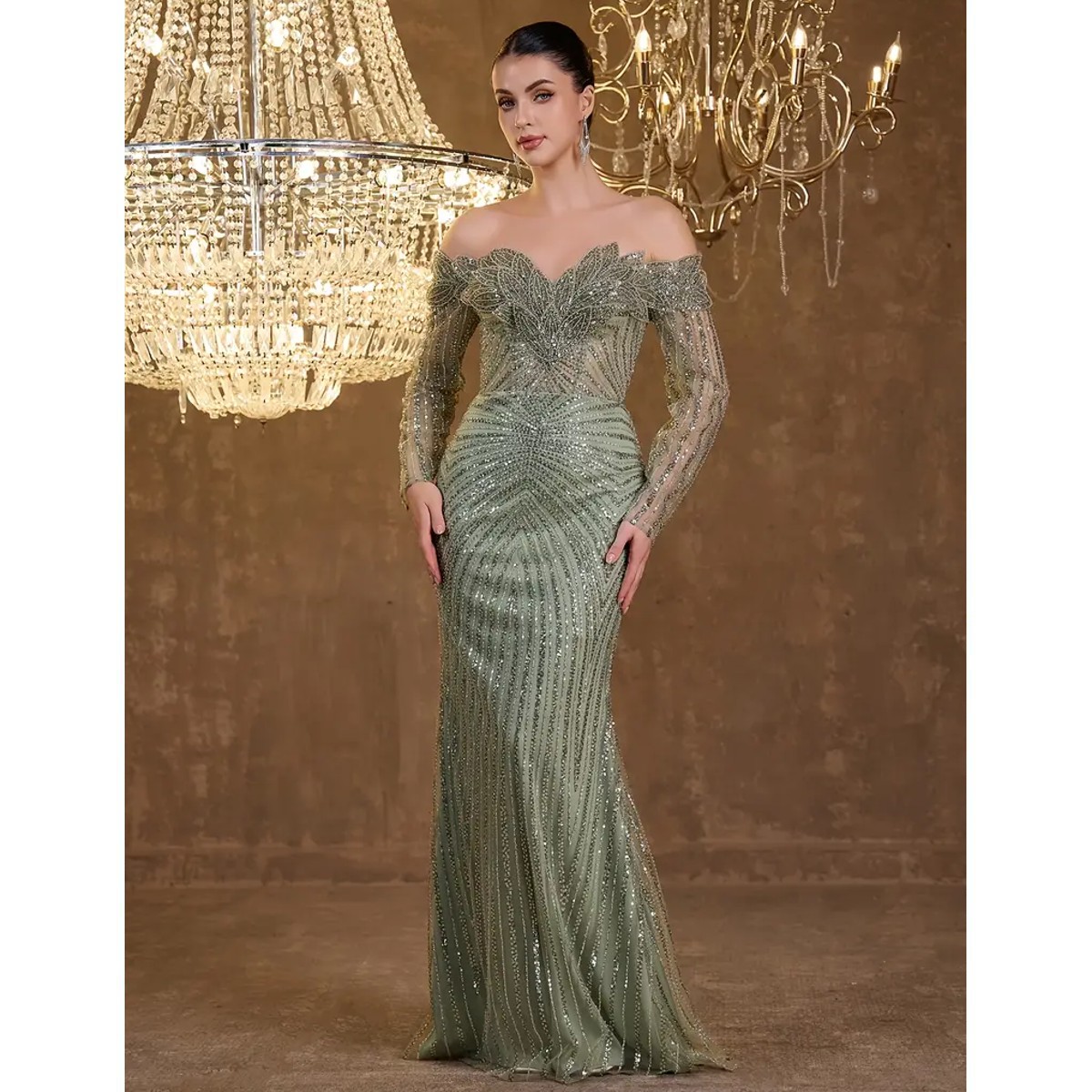 Exclusivo Vestido Verde con Plata de Lentejuelas - Imagen 5