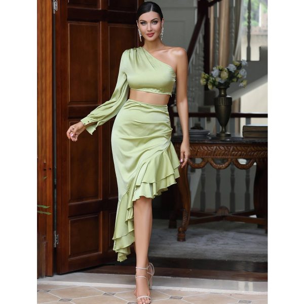 Hermoso Vestido Verde Satinado