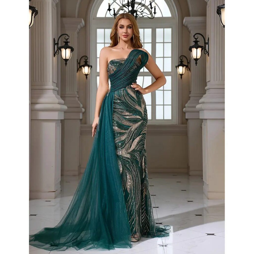 Exclusivo Vestido Verde de Lentejuelas