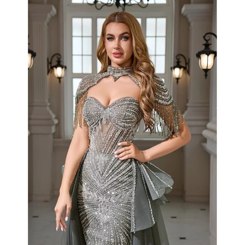 Exclusivo Vestido Gris de Lentejuelas