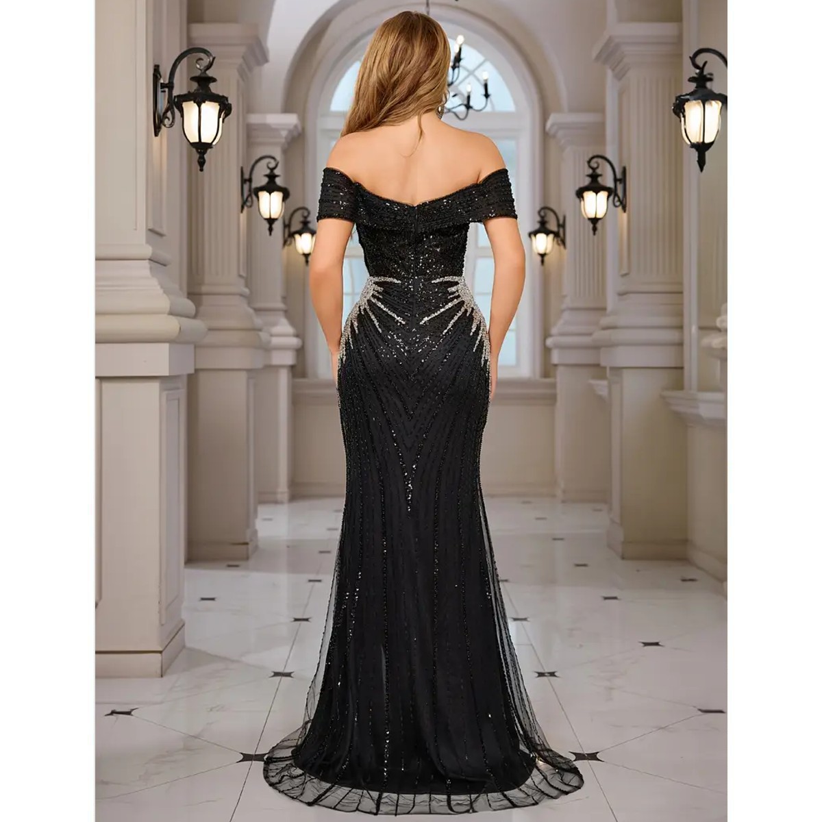 Exclusivo Vestido Negro de Lentejuelas - Imagen 4