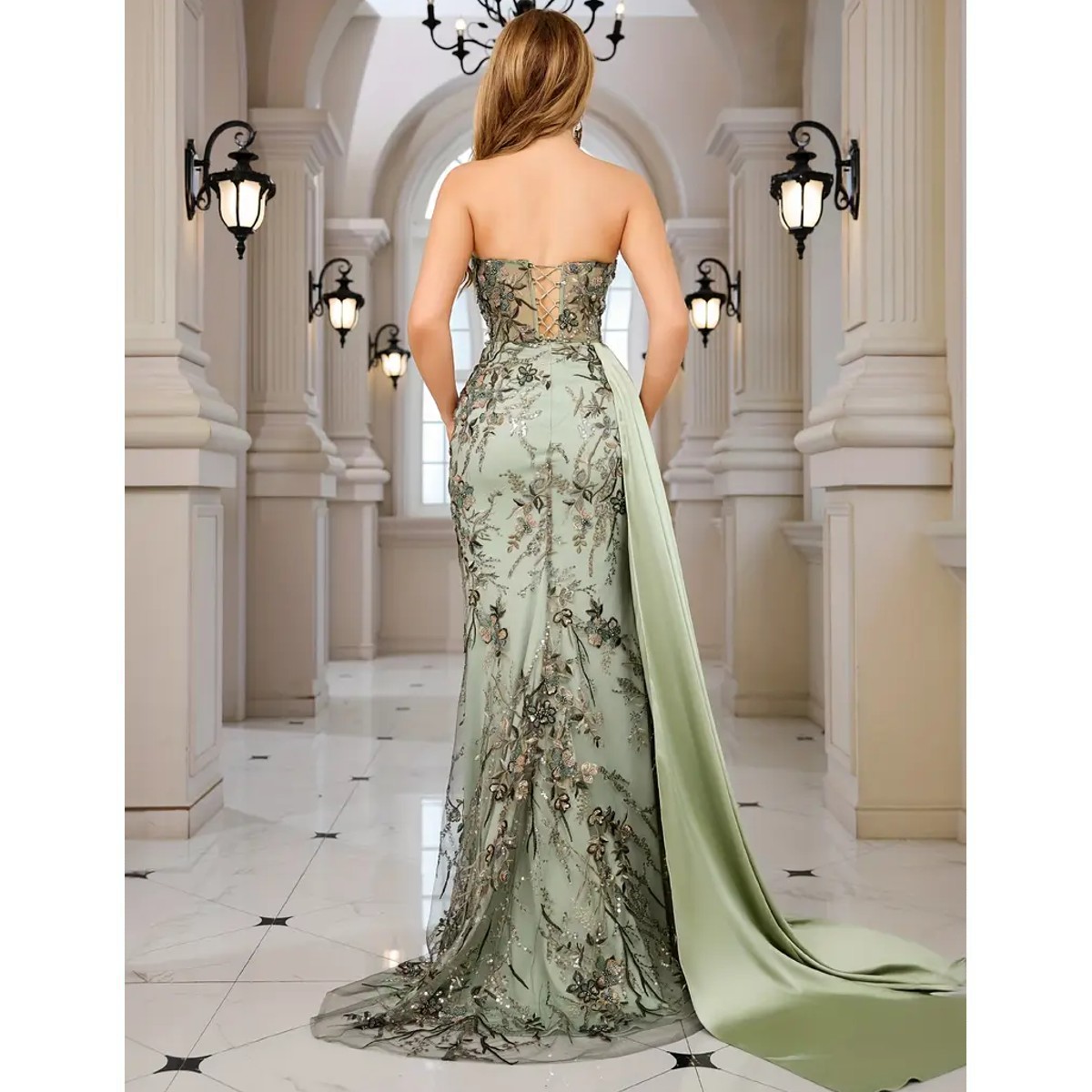 Exclusivo Vestido Verde de Lentejuelas - Imagen 4