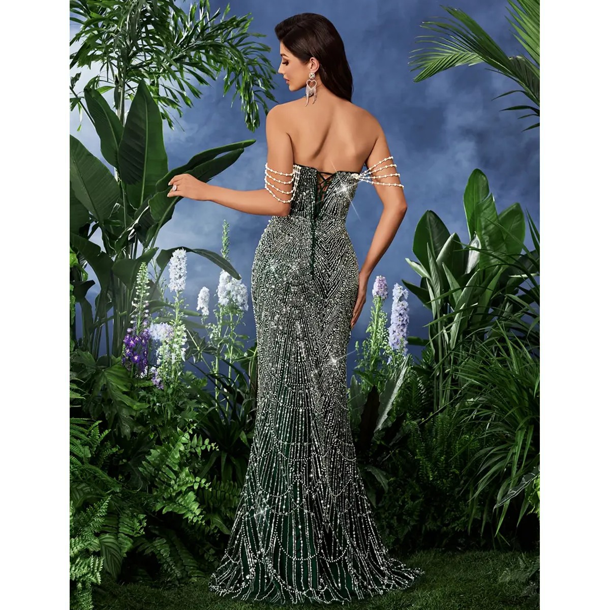 Exclusivo Vestido Verde de Lentejuelas - Imagen 2