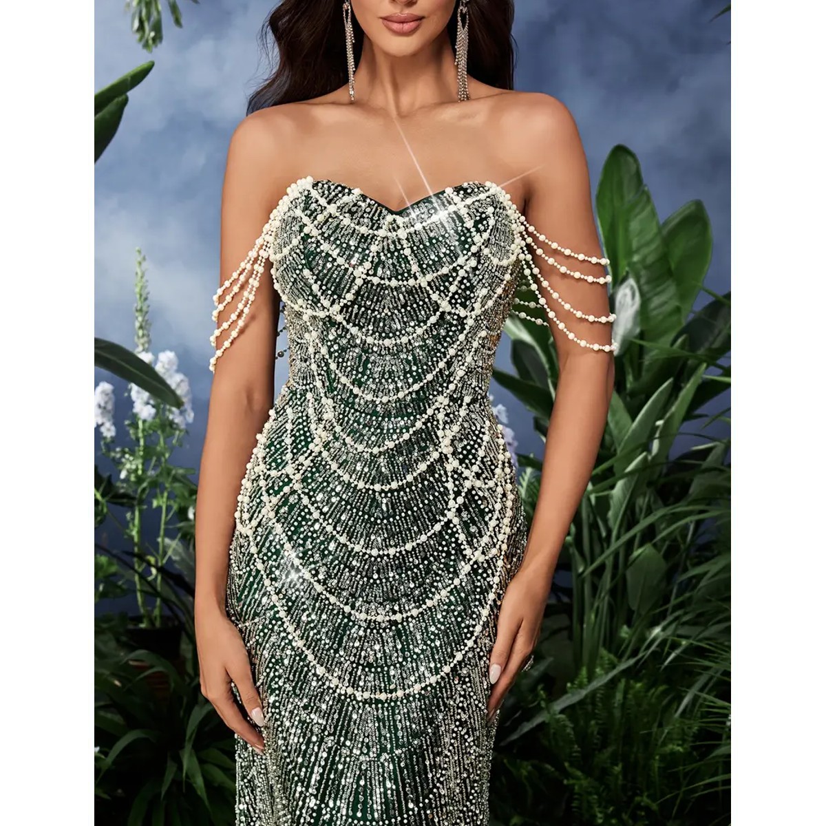 Exclusivo Vestido Verde de Lentejuelas - Imagen 4