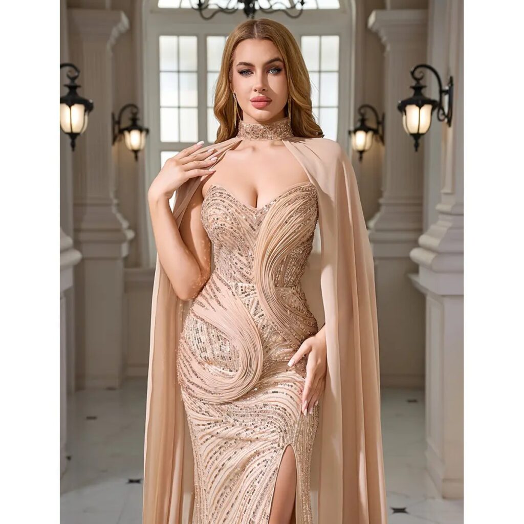 Exclusivo Vestido Dorado de Lentejuelas