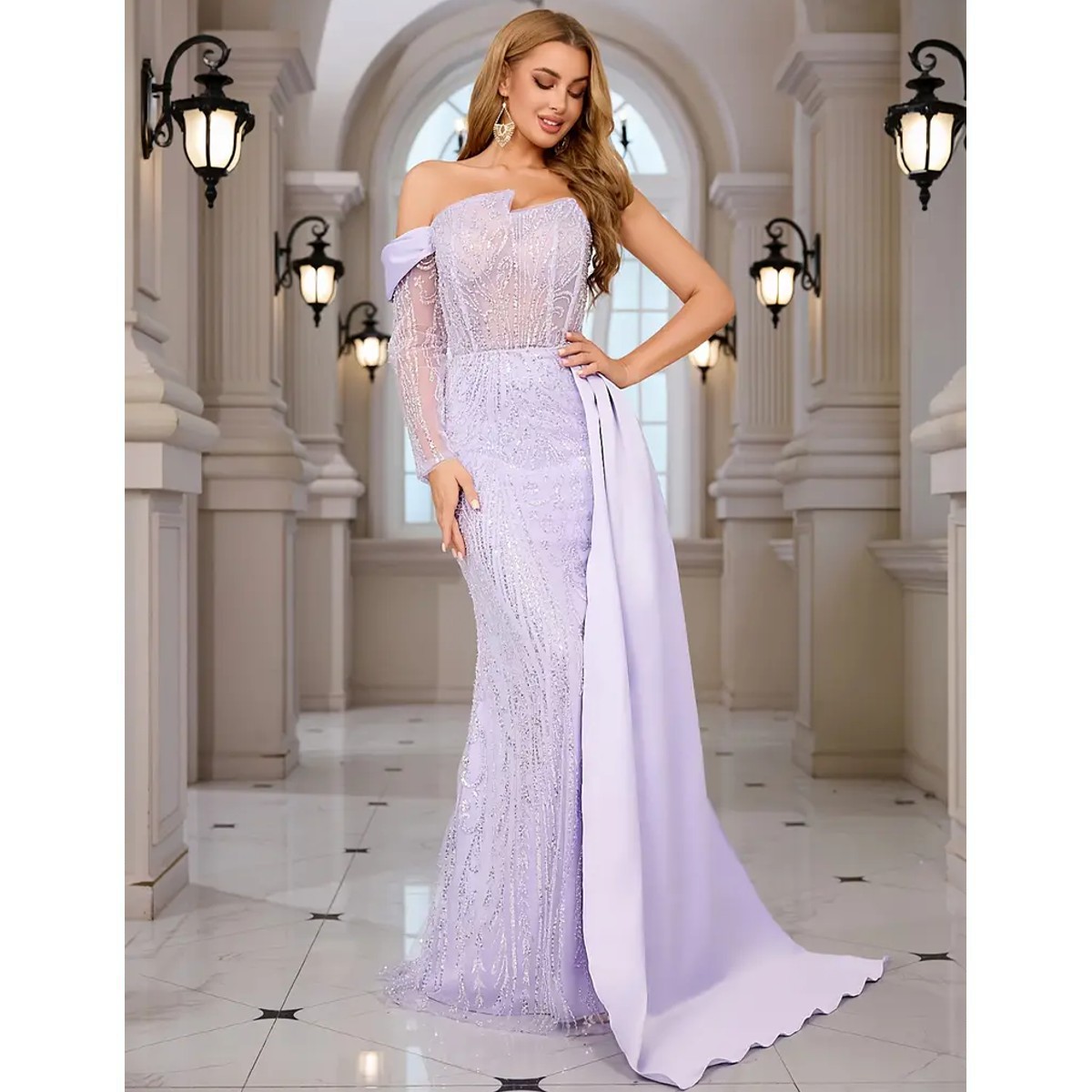 Exclusivo Vestido Lila con Plata de Lentejuelas - Imagen 2