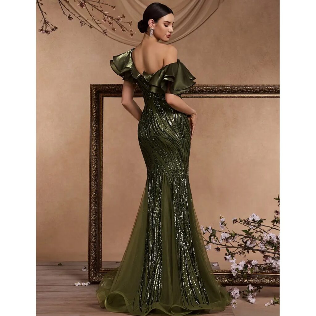 Exclusivo Vestido Celeste con Plata de Lentejuelas