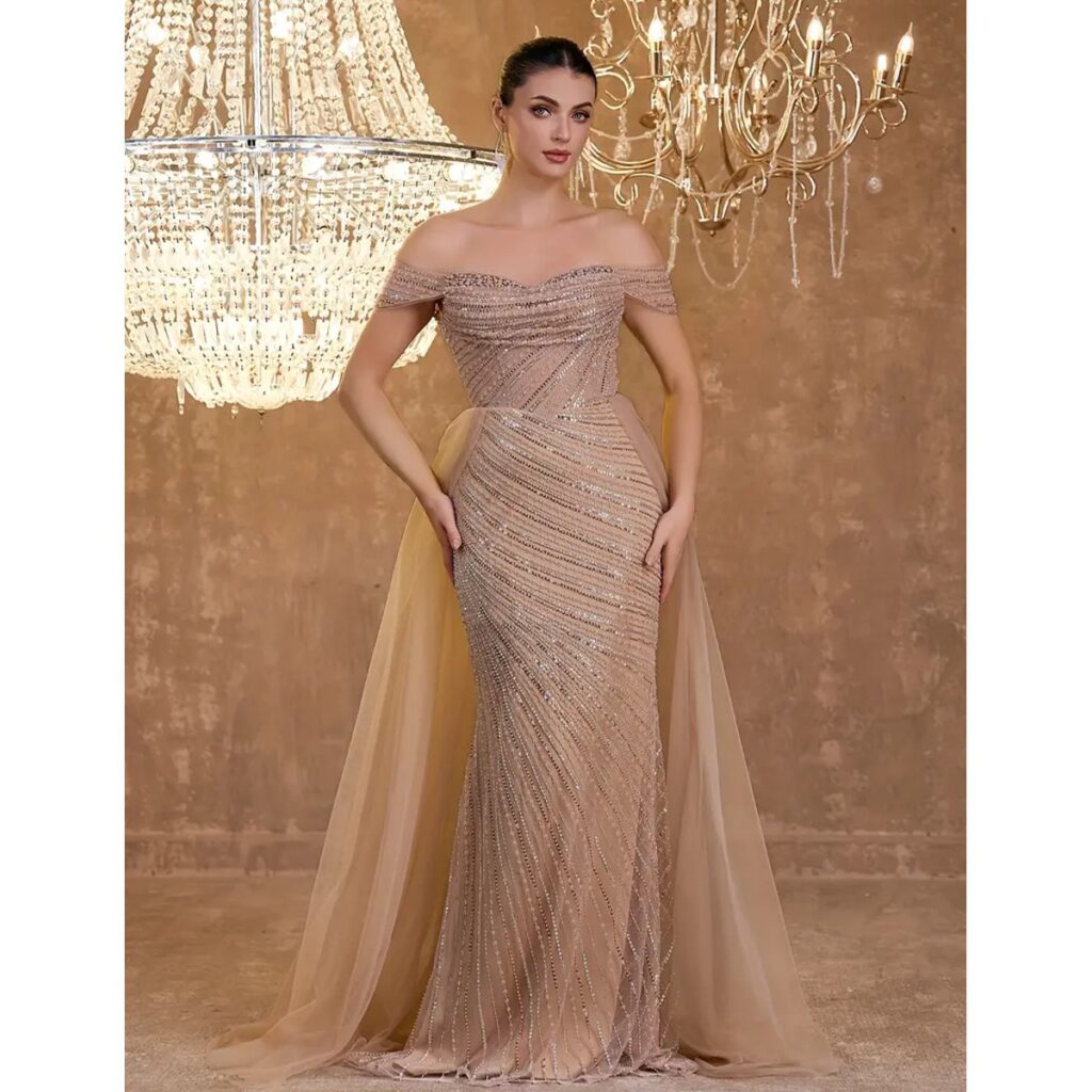 Exclusivo Vestido Celeste con Plata de Lentejuelas