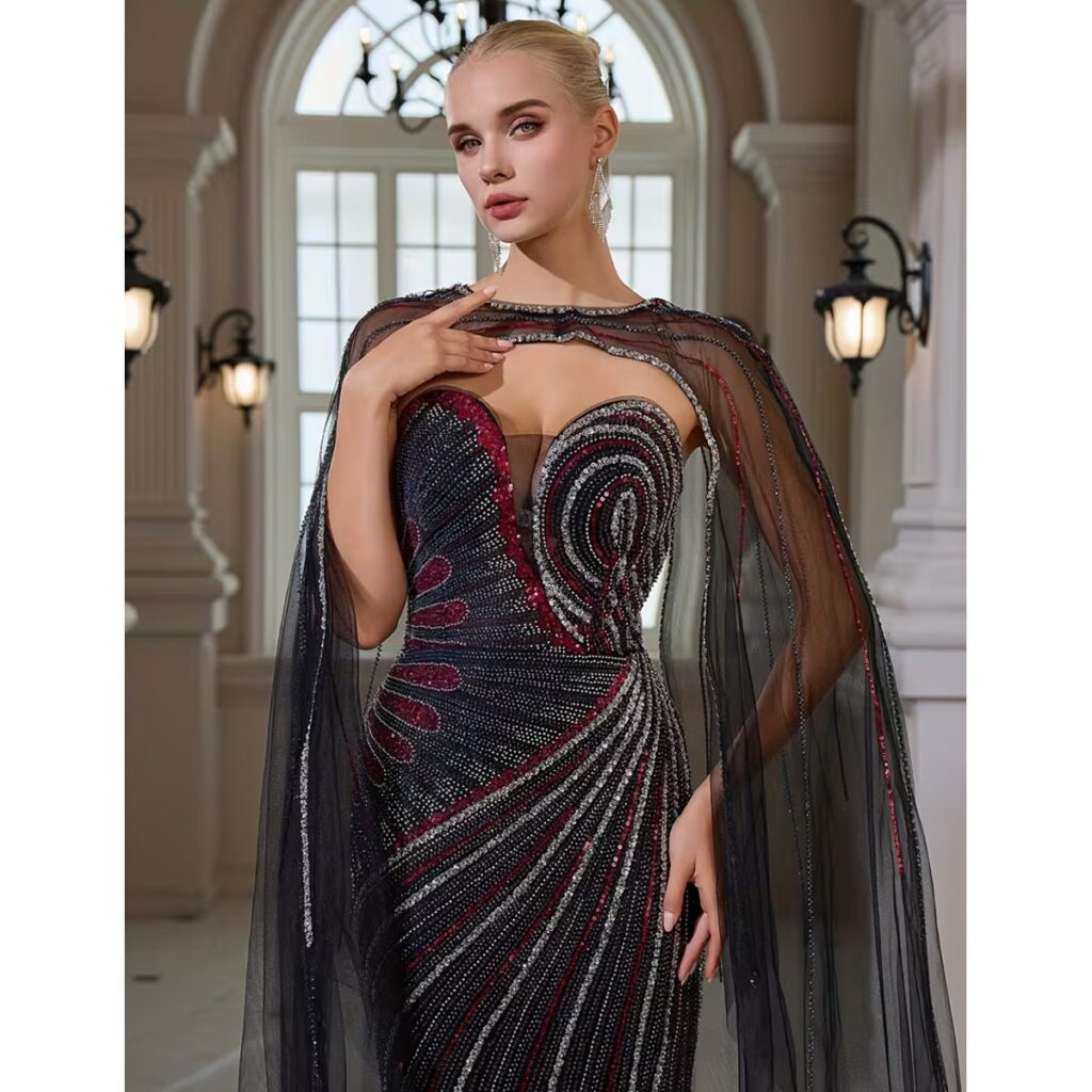 Exclusivo Vestido Negro con Plata de Lentejuelas