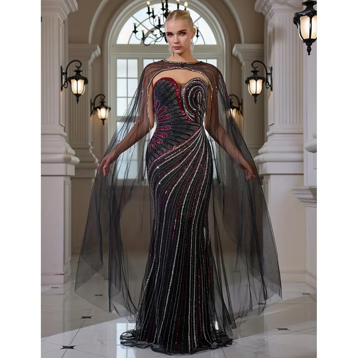 Exclusivo Vestido Negro con Plata de Lentejuelas - Imagen 5