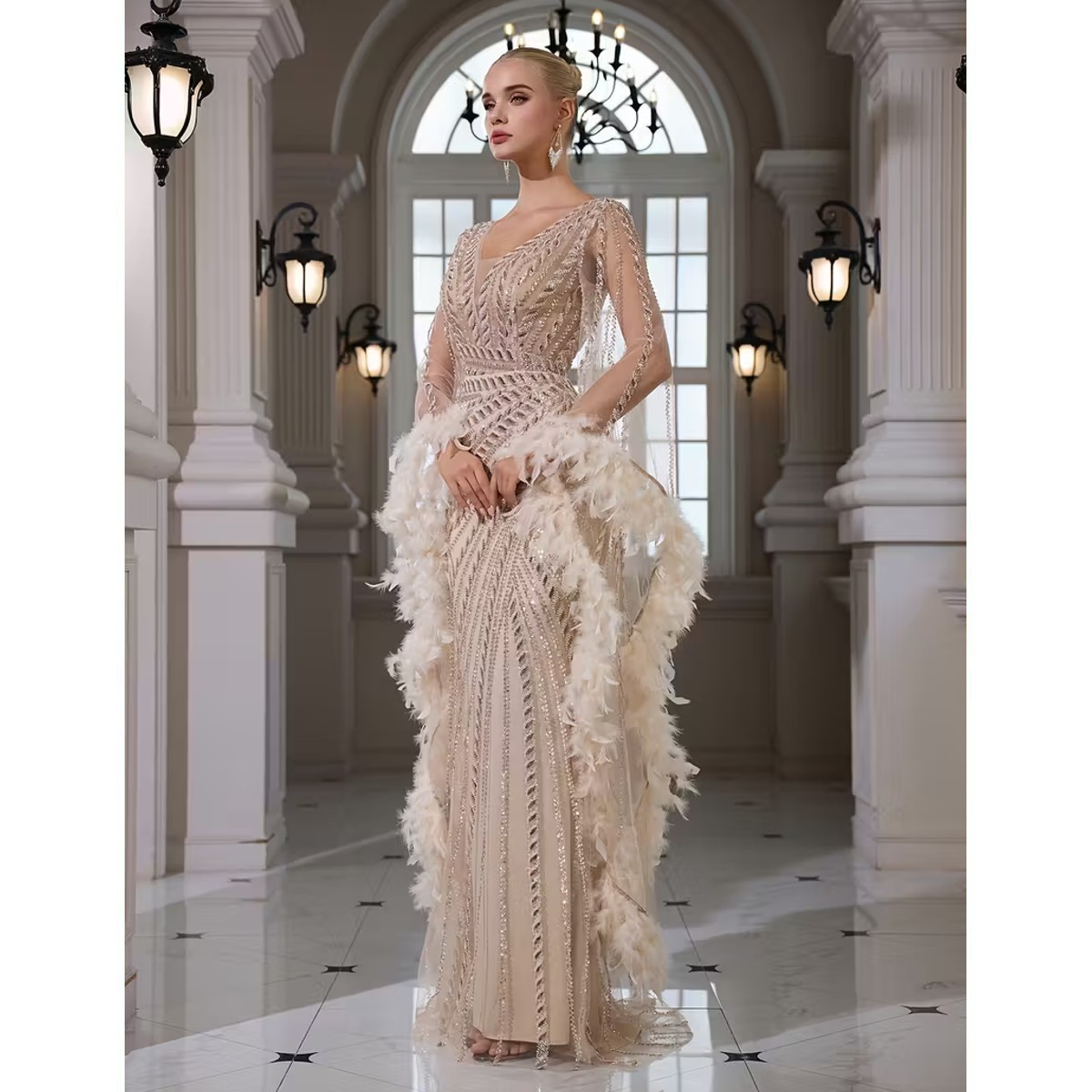 Exclusivo Vestido Nude con Plata de Lentejuelas - Imagen 5