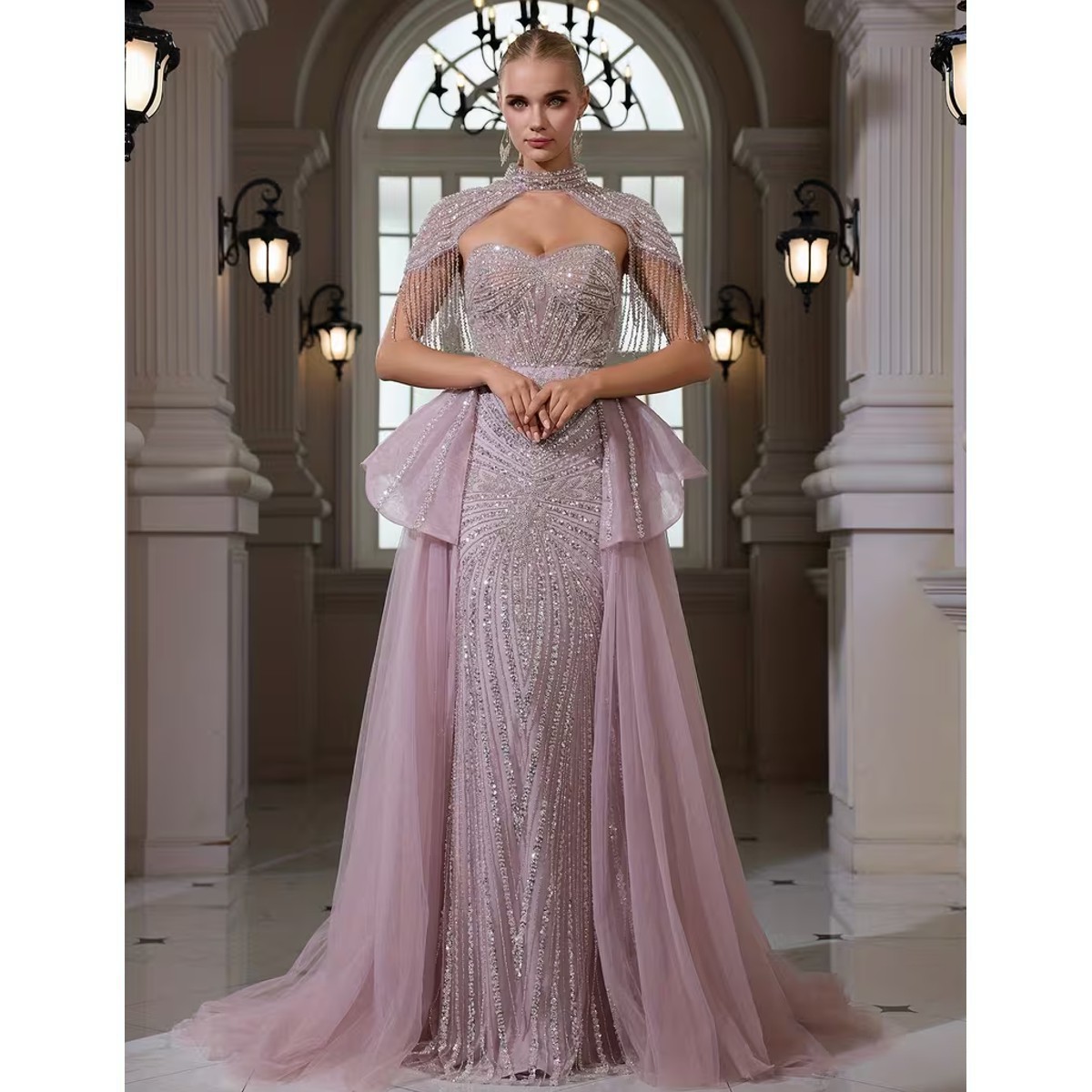 Exclusivo Vestido Lila con Plata de Lentejuelas - Imagen 2