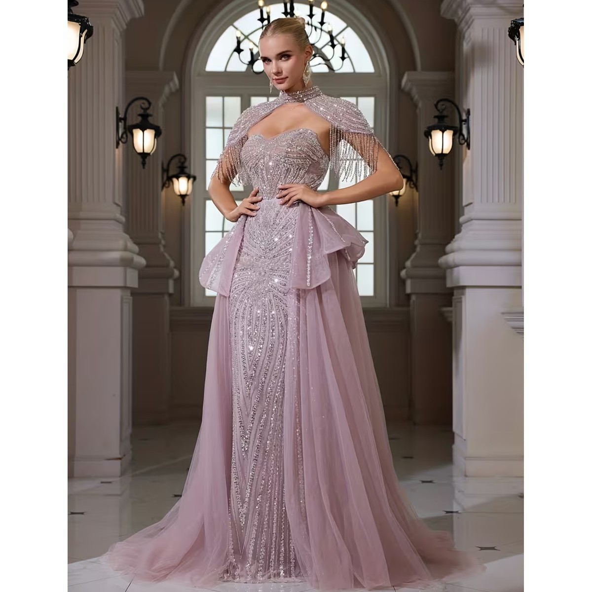 Exclusivo Vestido Lila con Plata de Lentejuelas - Imagen 3