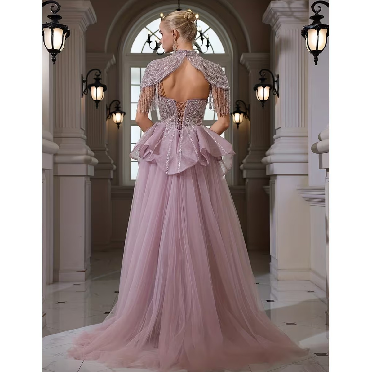 Exclusivo Vestido Lila con Plata de Lentejuelas - Imagen 4