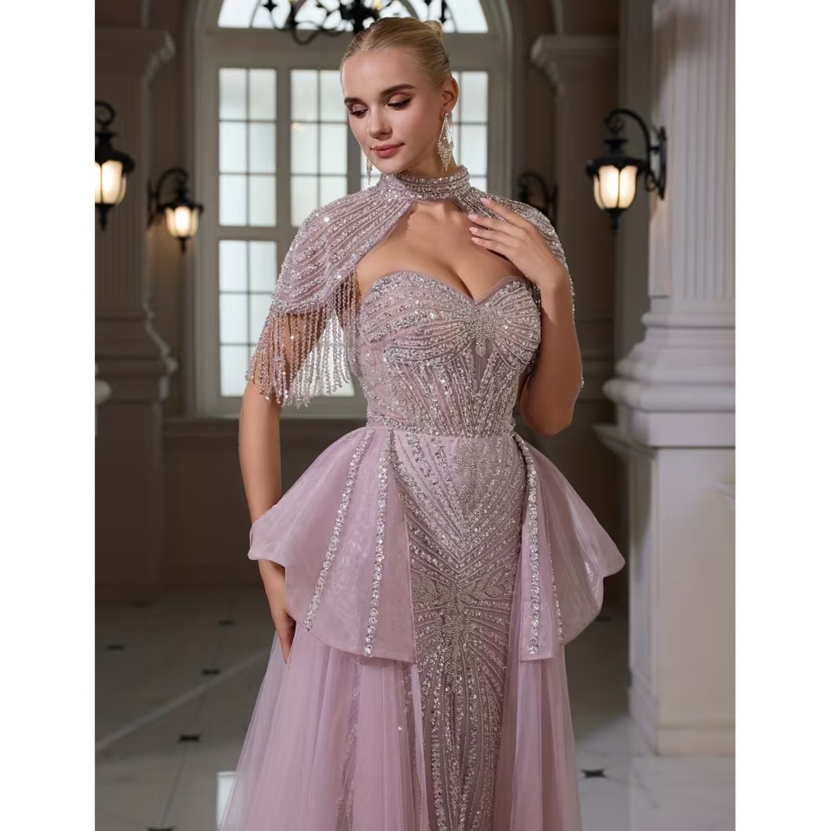Exclusivo Vestido Lila con Plata de Lentejuelas - Imagen 5