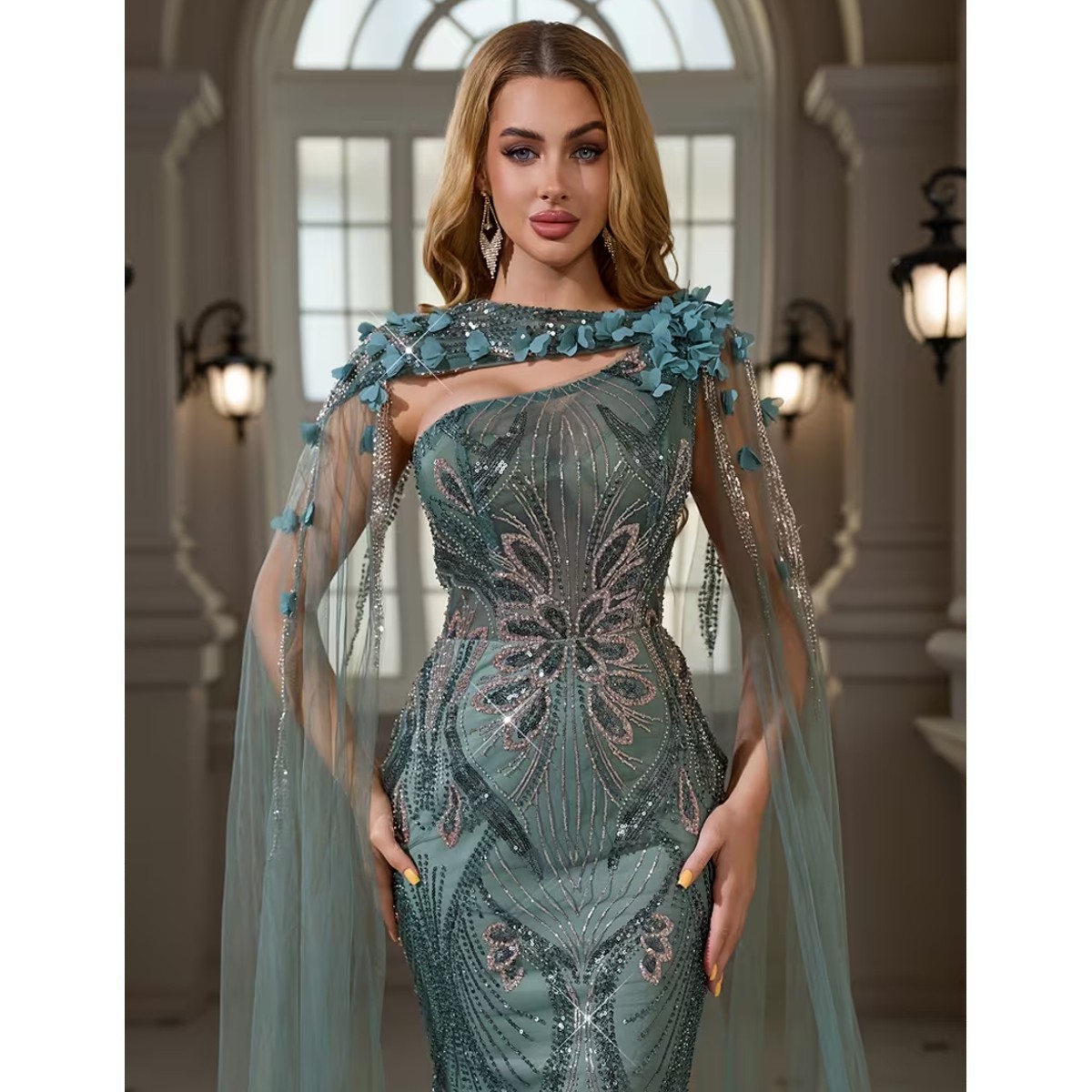 Exclusivo Vestido Verde de Lentejuelas