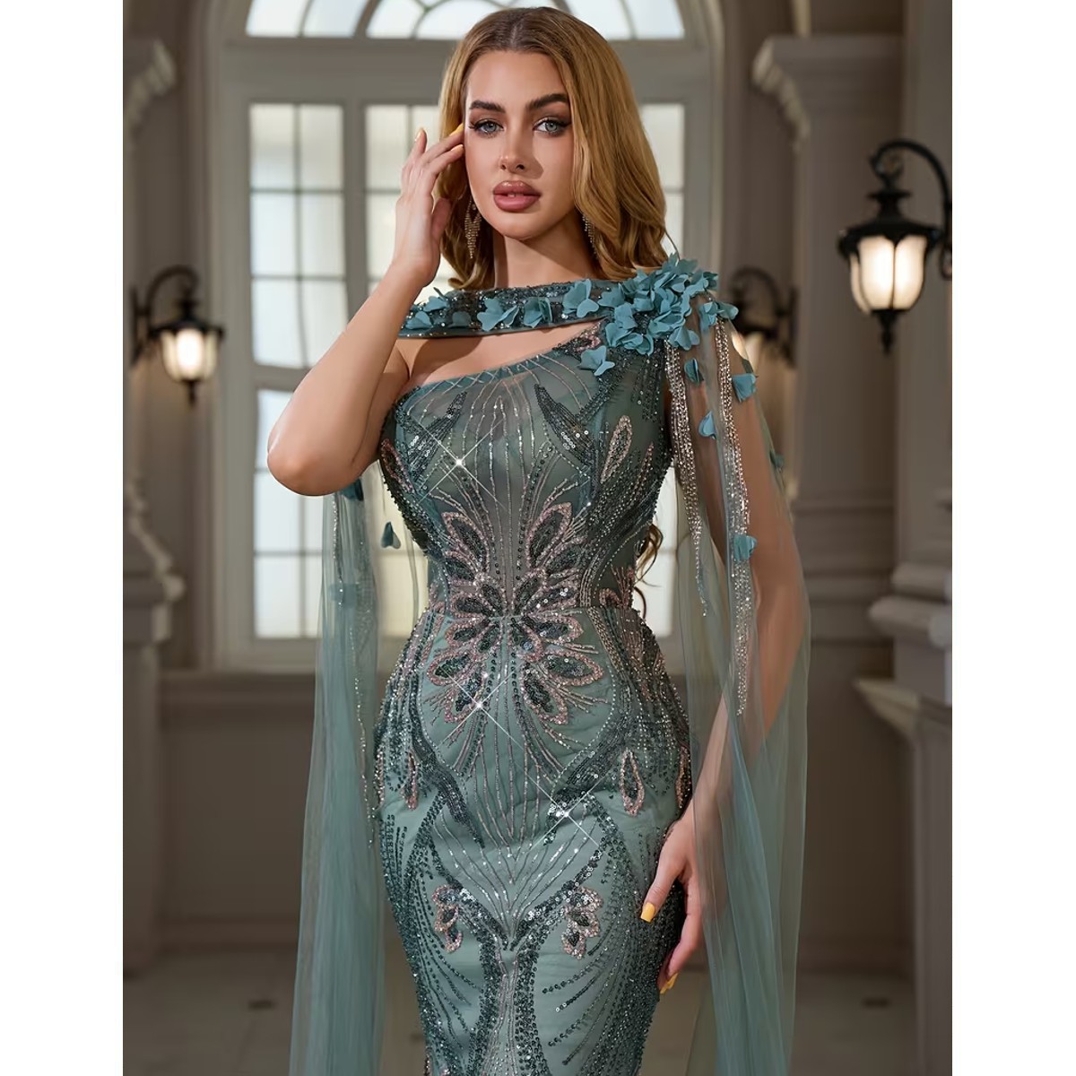Exclusivo Vestido Verde de Lentejuelas - Imagen 4