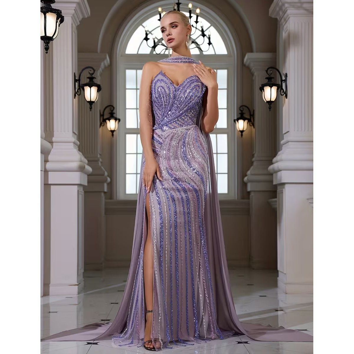Exclusivo Vestido Lila de Lentejuelas - Imagen 2