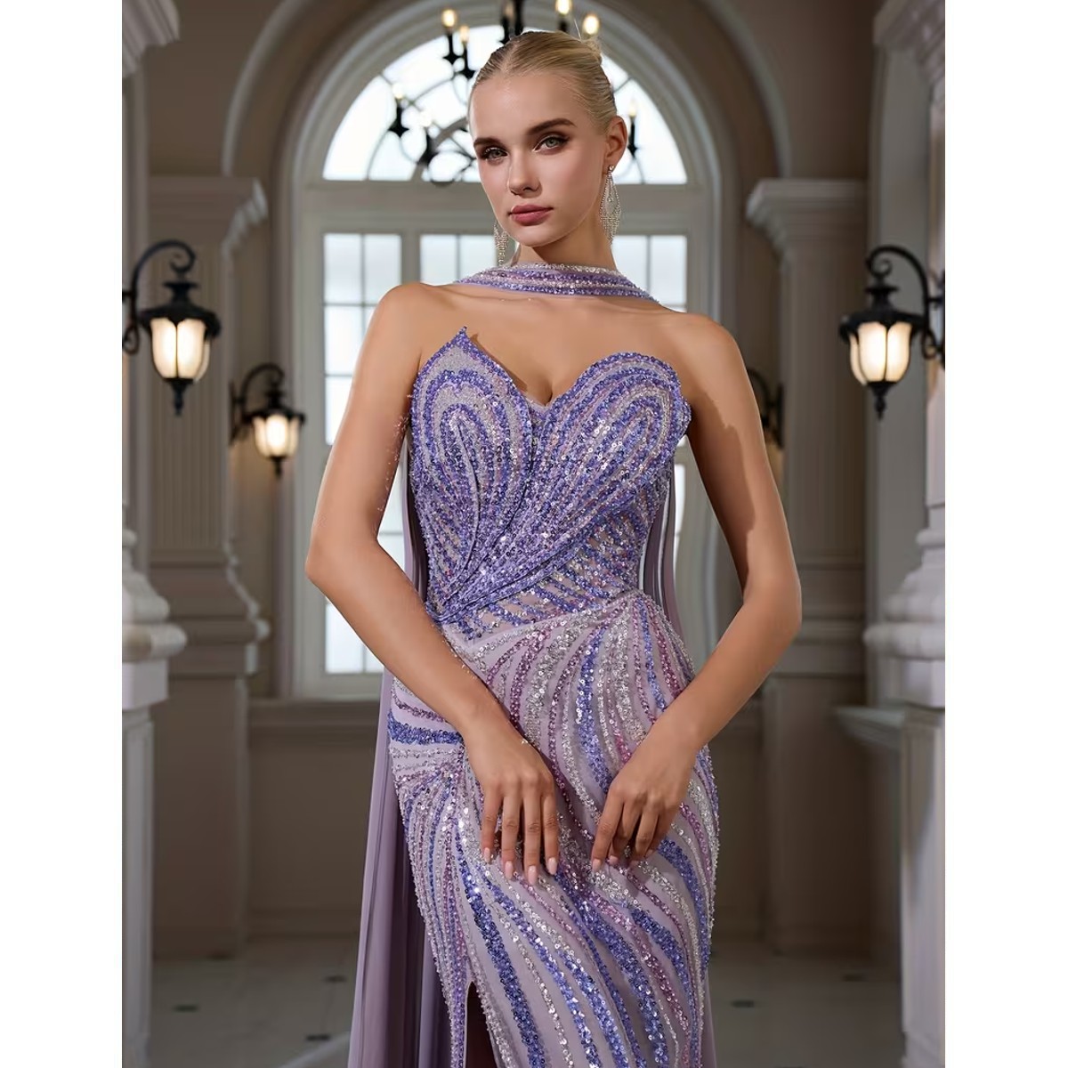 Exclusivo Vestido Lila de Lentejuelas - Imagen 4