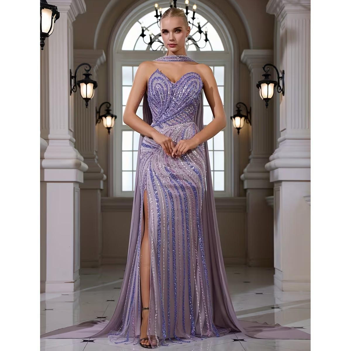 Exclusivo Vestido Lila de Lentejuelas - Imagen 5
