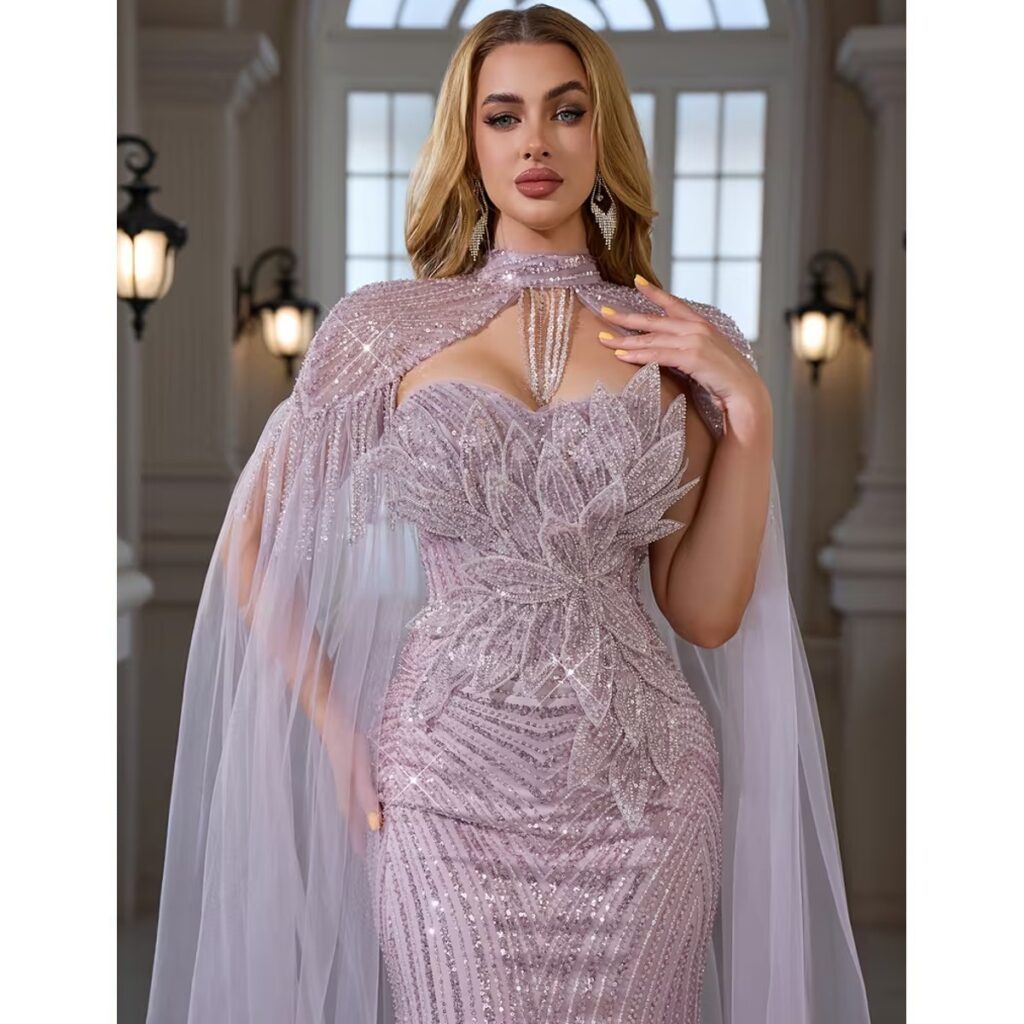 Exclusivo Vestido Lila de Lentejuelas