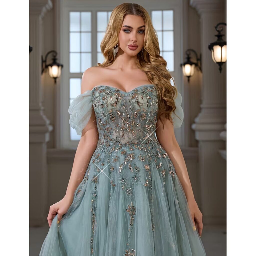 Exclusivo Vestido Azul de Lentejuelas