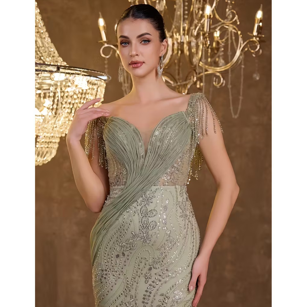 Exclusivo Vestido Verde de Lentejuelas