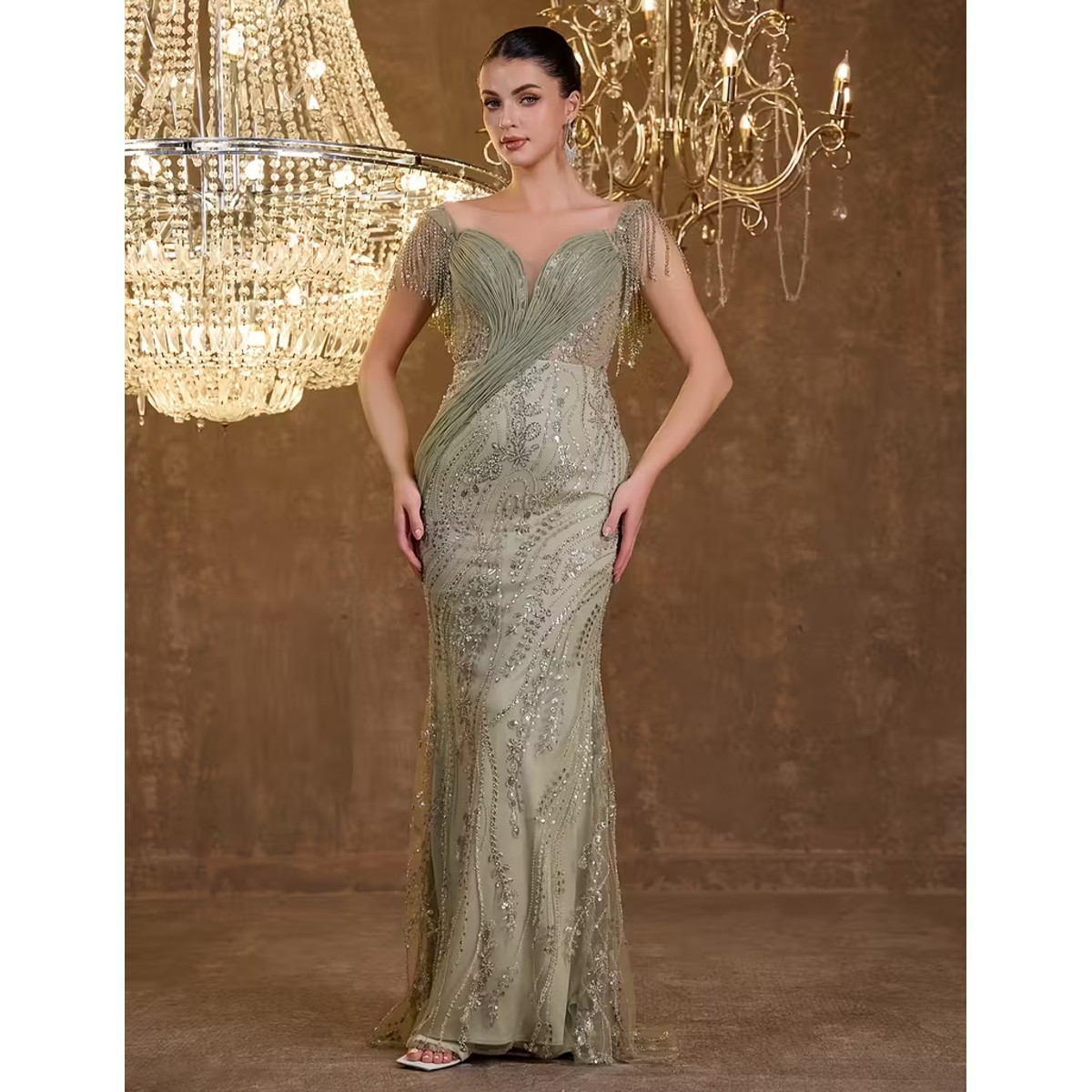Exclusivo Vestido Verde de Lentejuelas - Imagen 2