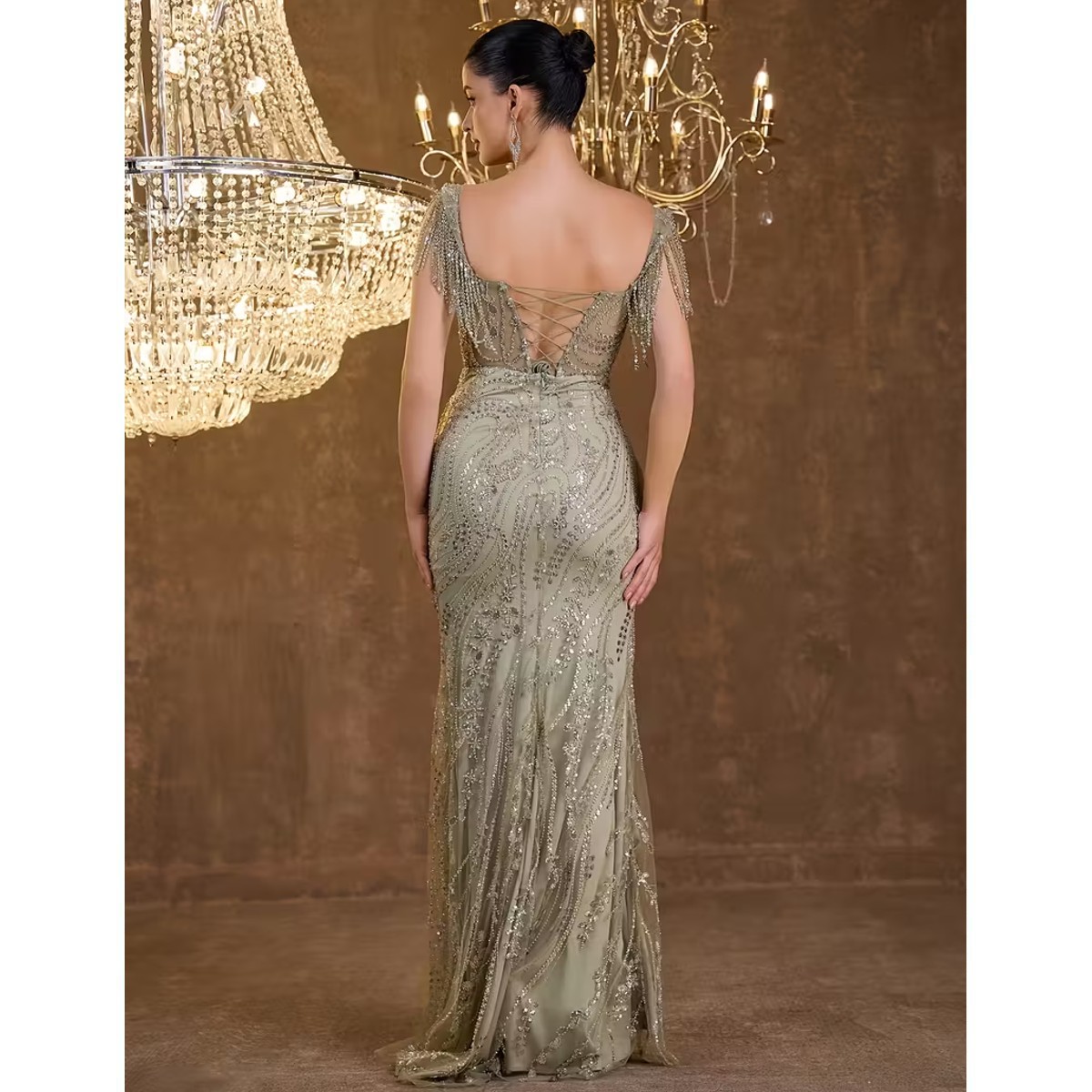 Exclusivo Vestido Verde de Lentejuelas - Imagen 3