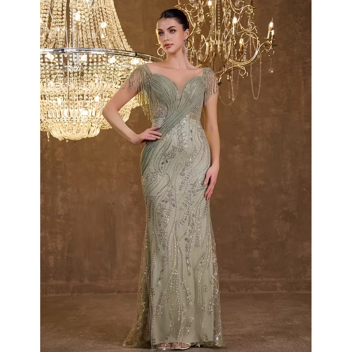 Exclusivo Vestido Verde de Lentejuelas - Imagen 4
