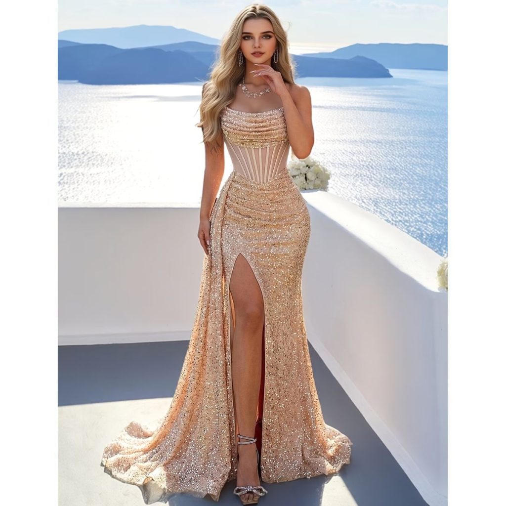 Exclusivo Vestido Dorado de Lentejuelas