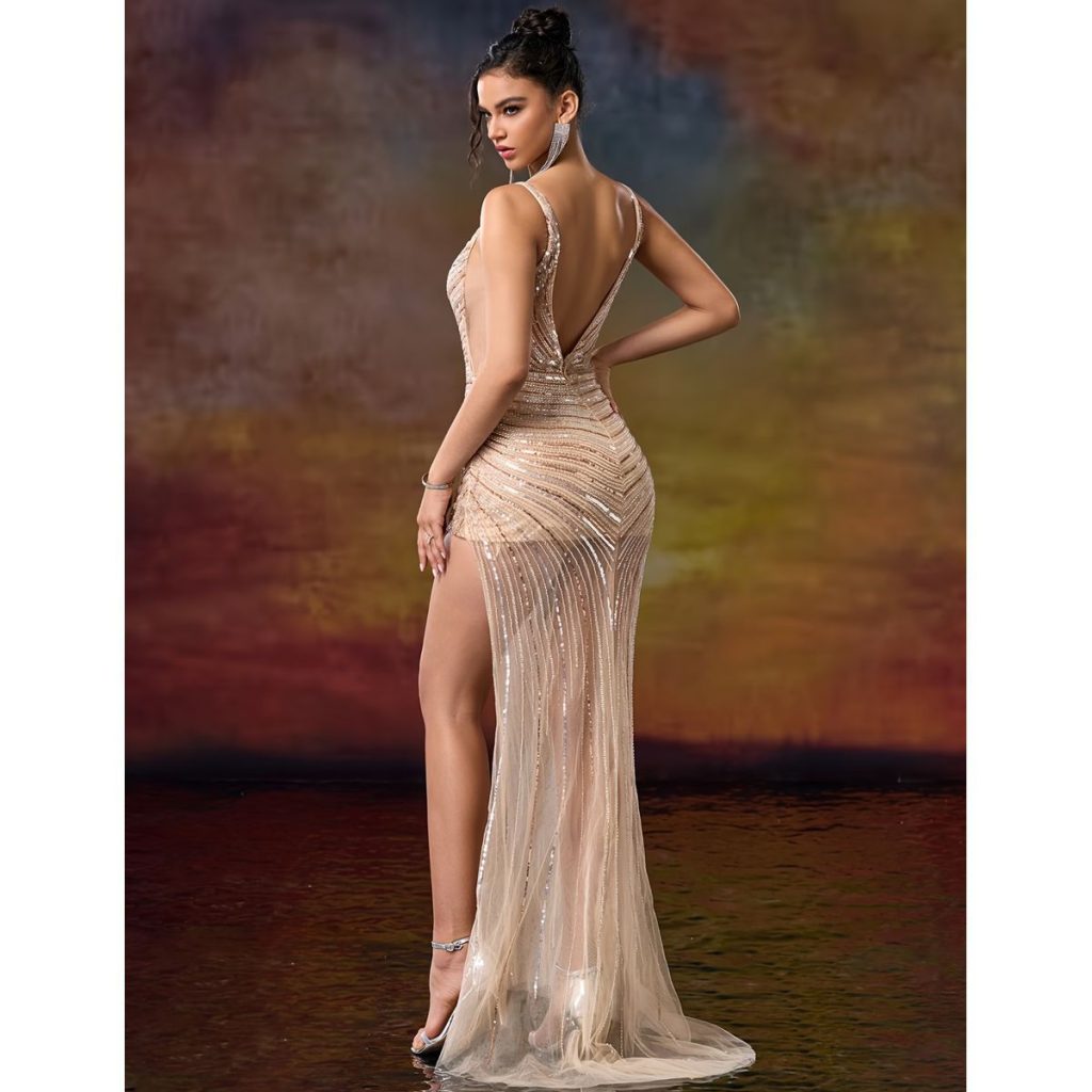 Exclusivo Vestido Dorado de Lentejuelas