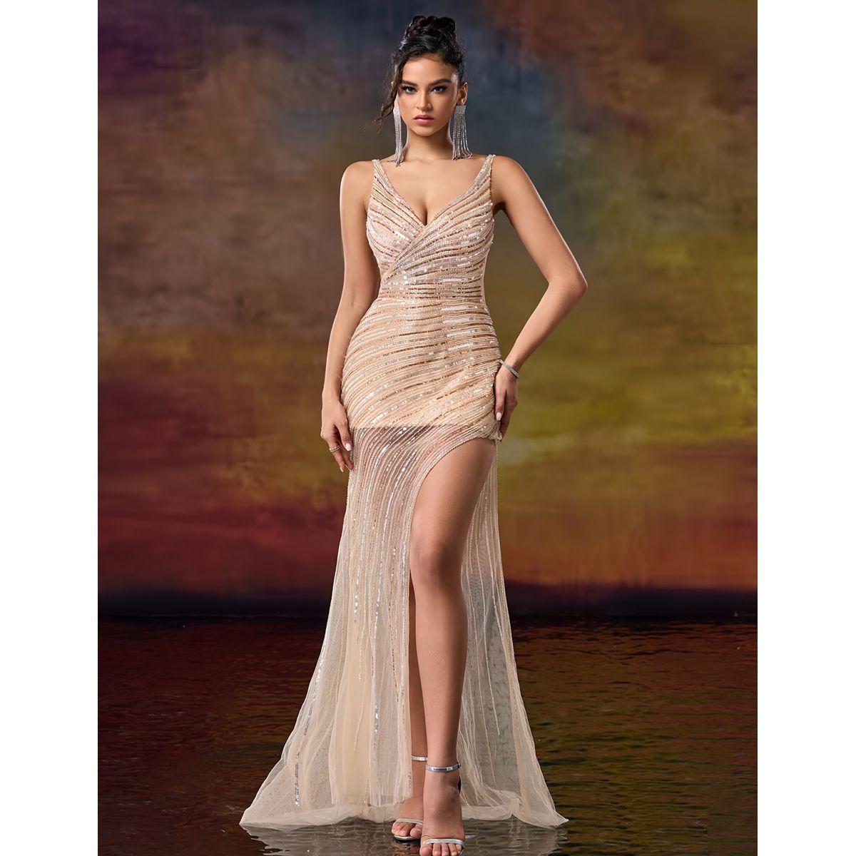 Exclusivo Vestido Dorado de Lentejuelas - Imagen 5