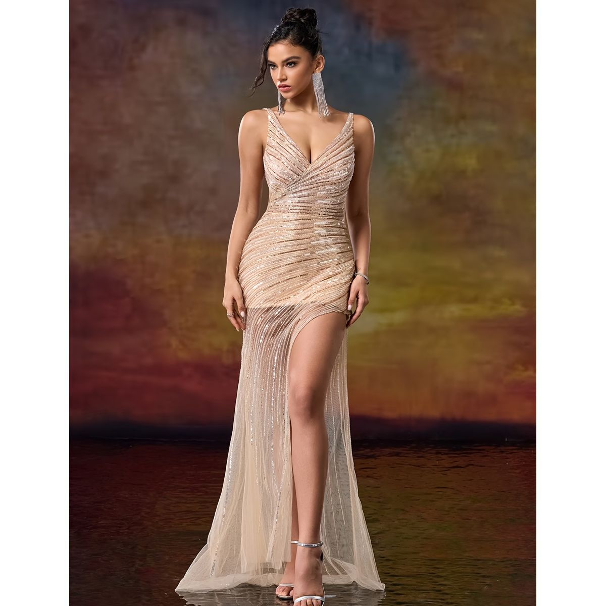 Exclusivo Vestido Dorado de Lentejuelas - Imagen 3