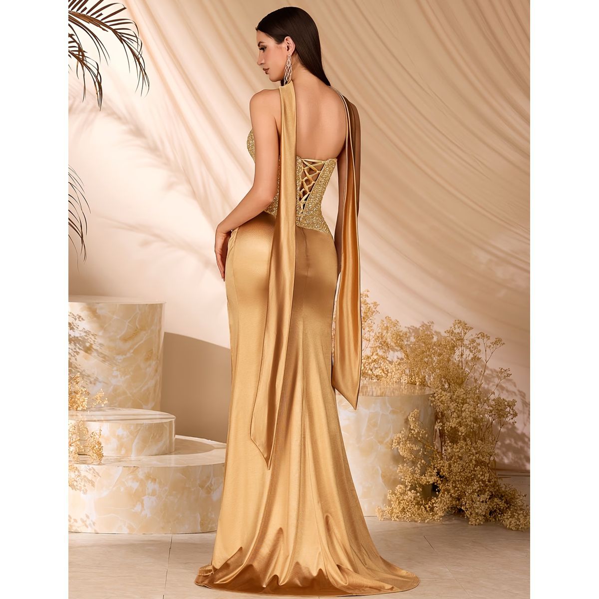 Exclusivo Vestido Dorado de Lentejuelas - Imagen 4