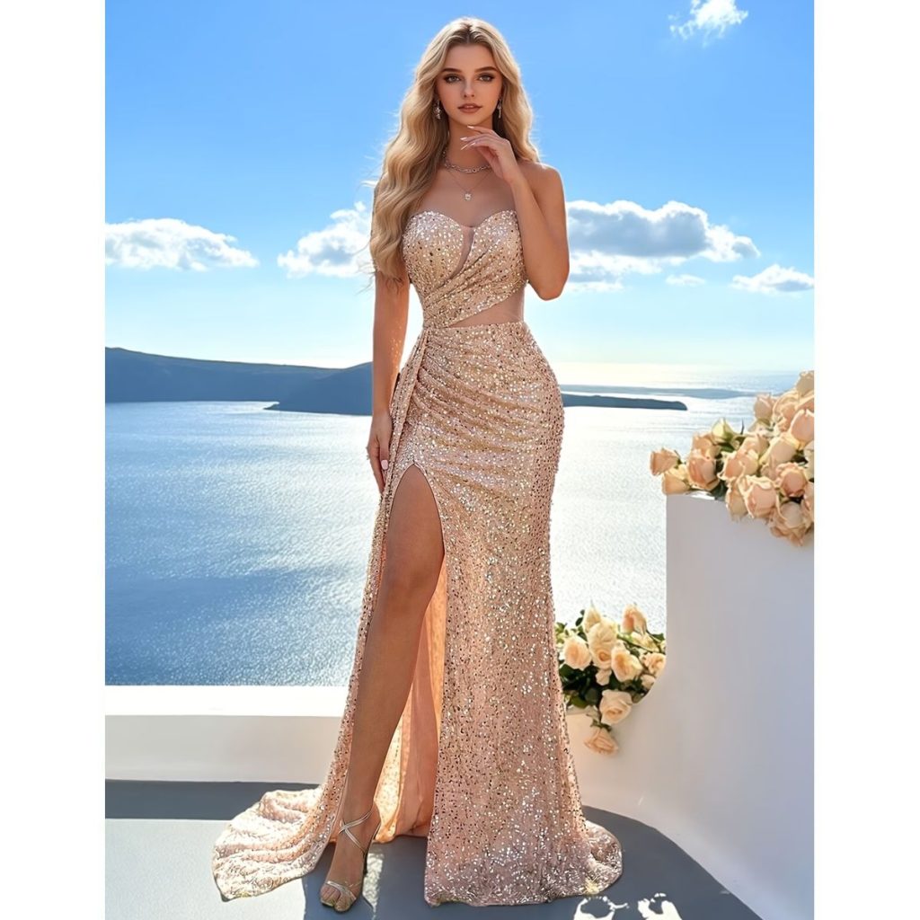 Exclusivo Vestido Dorado de Lentejuelas