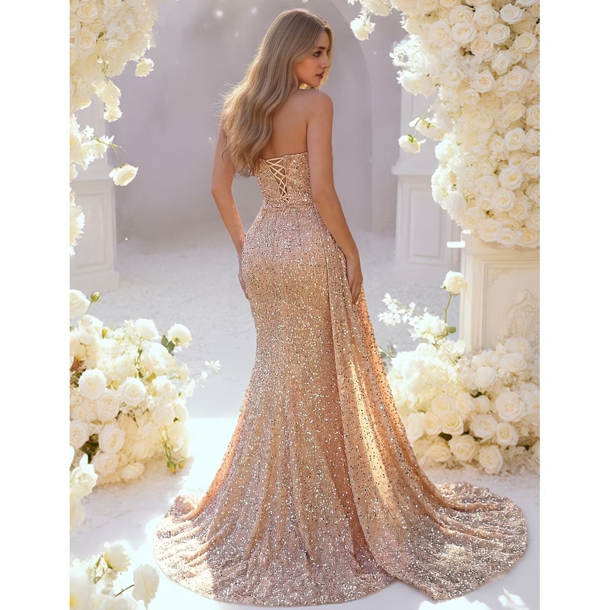 Exclusivo Vestido Dorado de Lentejuelas - Imagen 3