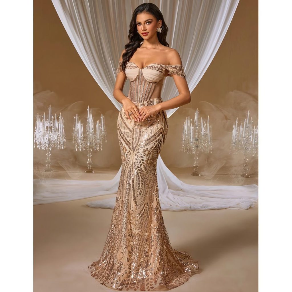 Exclusivo Vestido Dorado de Lentejuelas