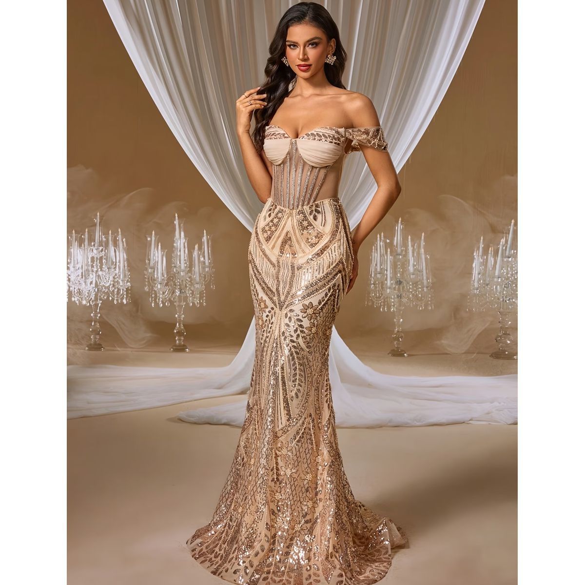 Exclusivo Vestido Dorado de Lentejuelas - Imagen 2