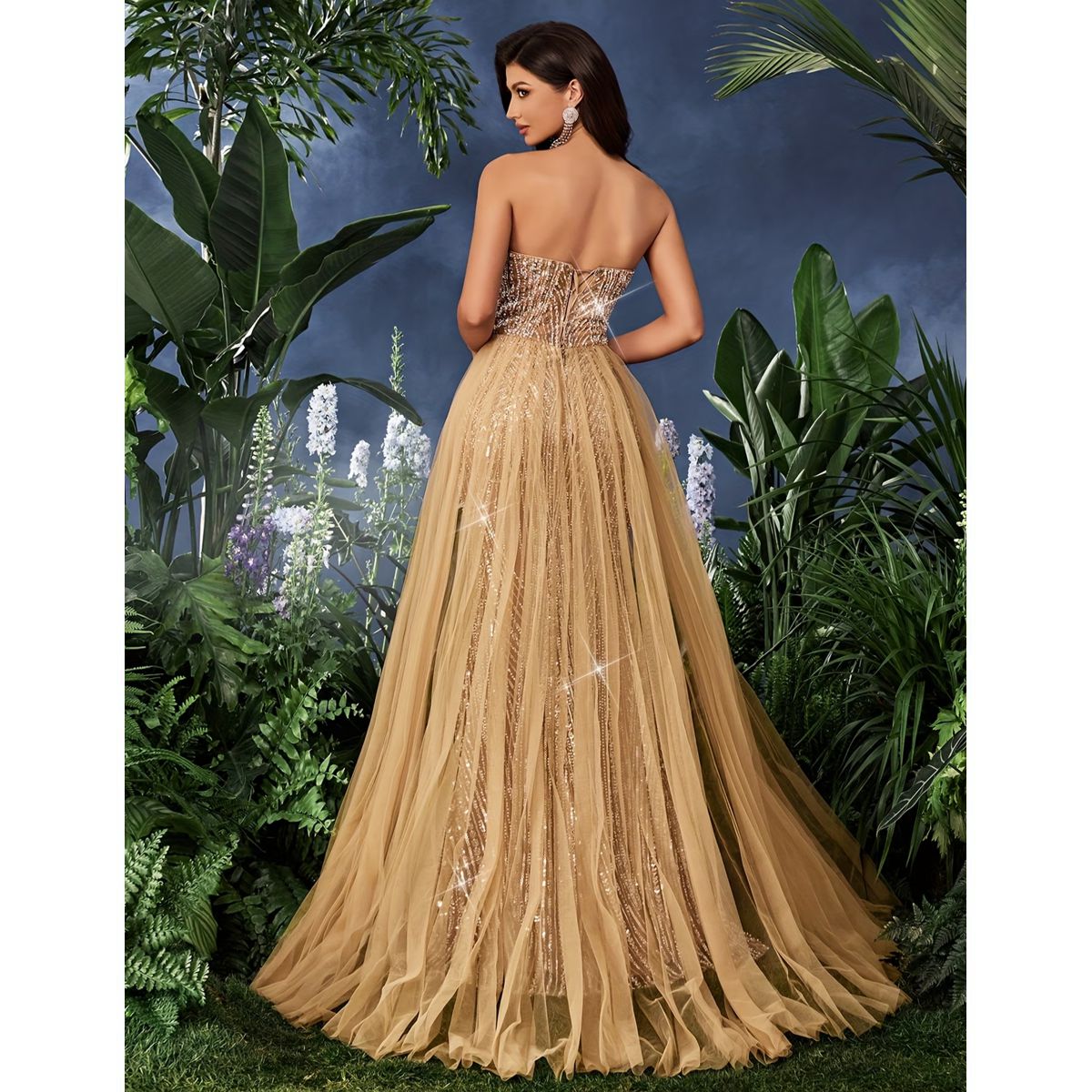 Exclusivo Vestido Dorado de Lentejuelas - Imagen 3