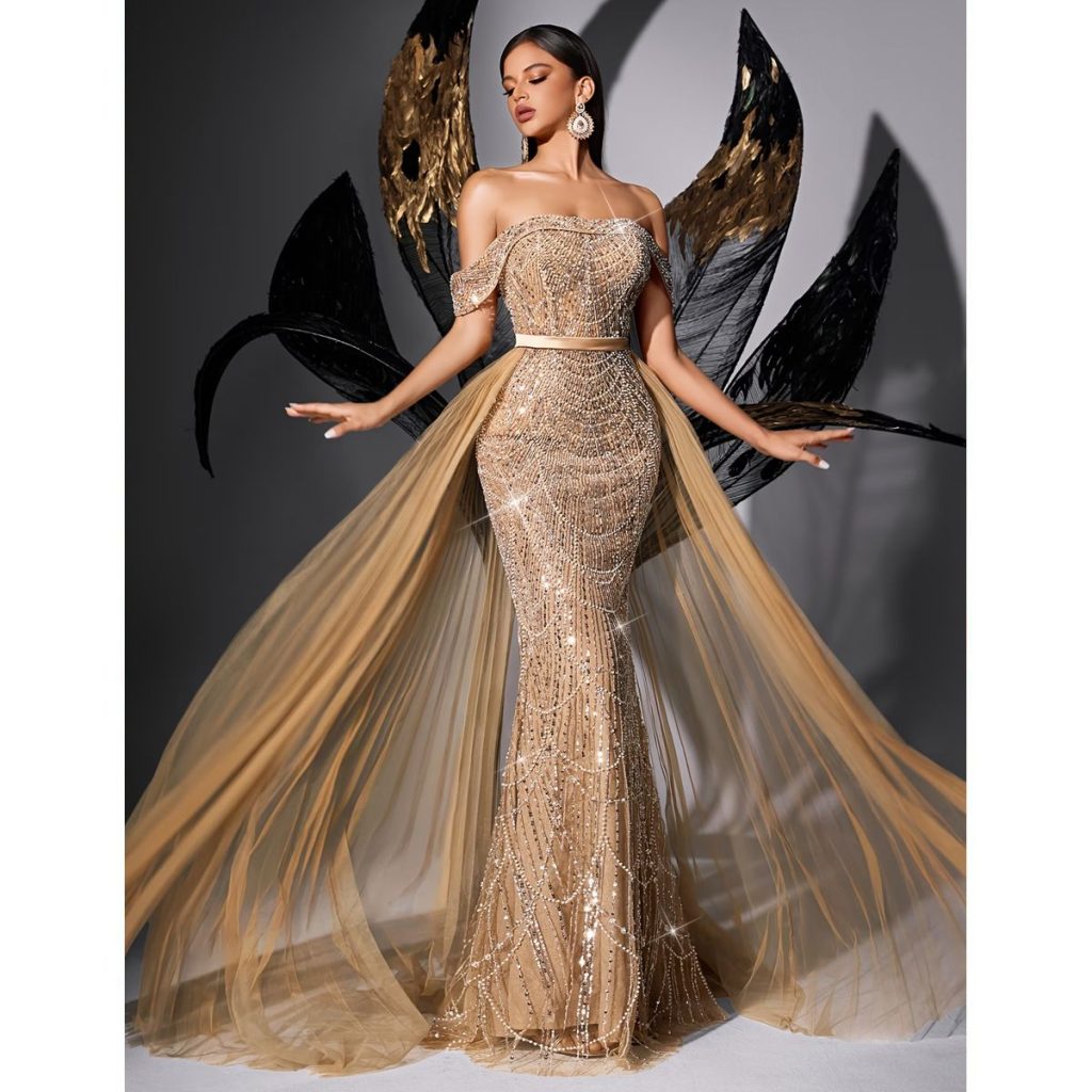 Exclusivo Vestido Dorado de Lentejuelas